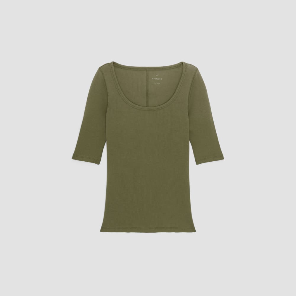 The Luxe Rib Scoop-Neck Tee | Kalamata - Image 2