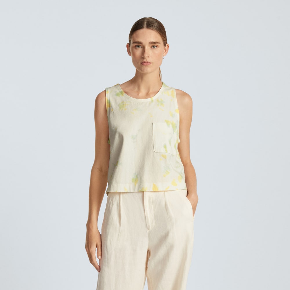 The Premium Weight Cropped Pocket Tank | Seafoam Tie Dye - Image 2