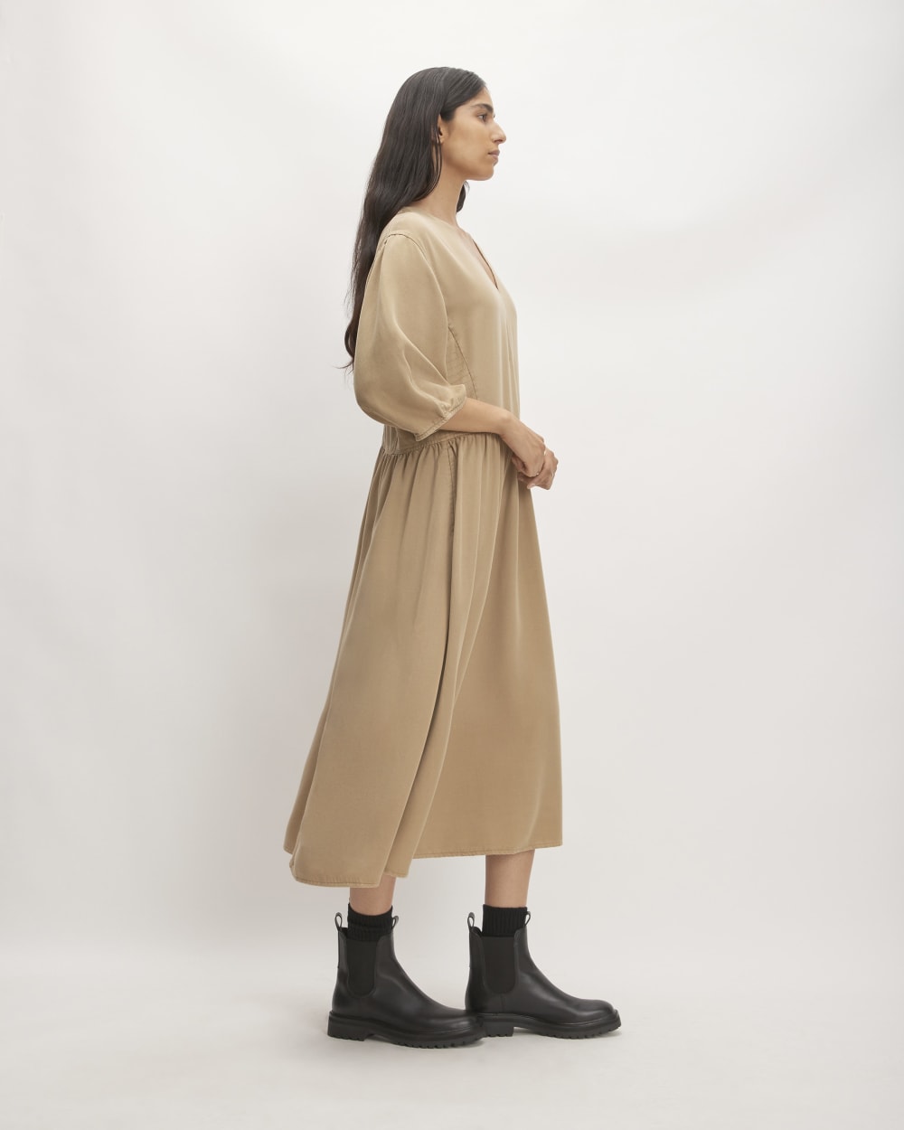 The TENCEL? Puff-Sleeve Dress | Cornstalk - Image 3