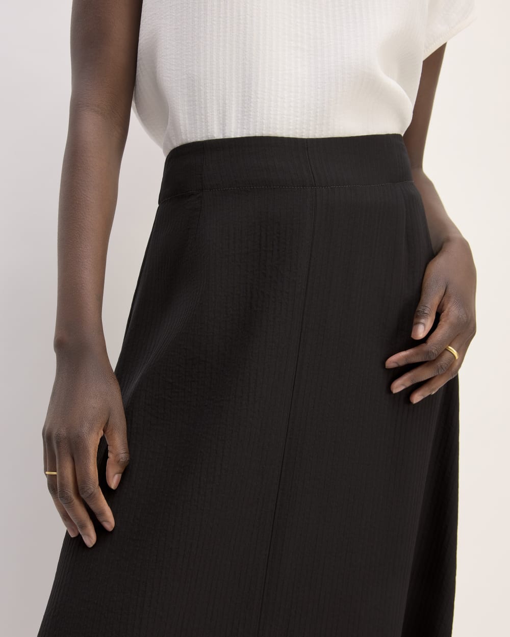 The Mini Jacquard Stripe Slip Skirt | Black - Image 4