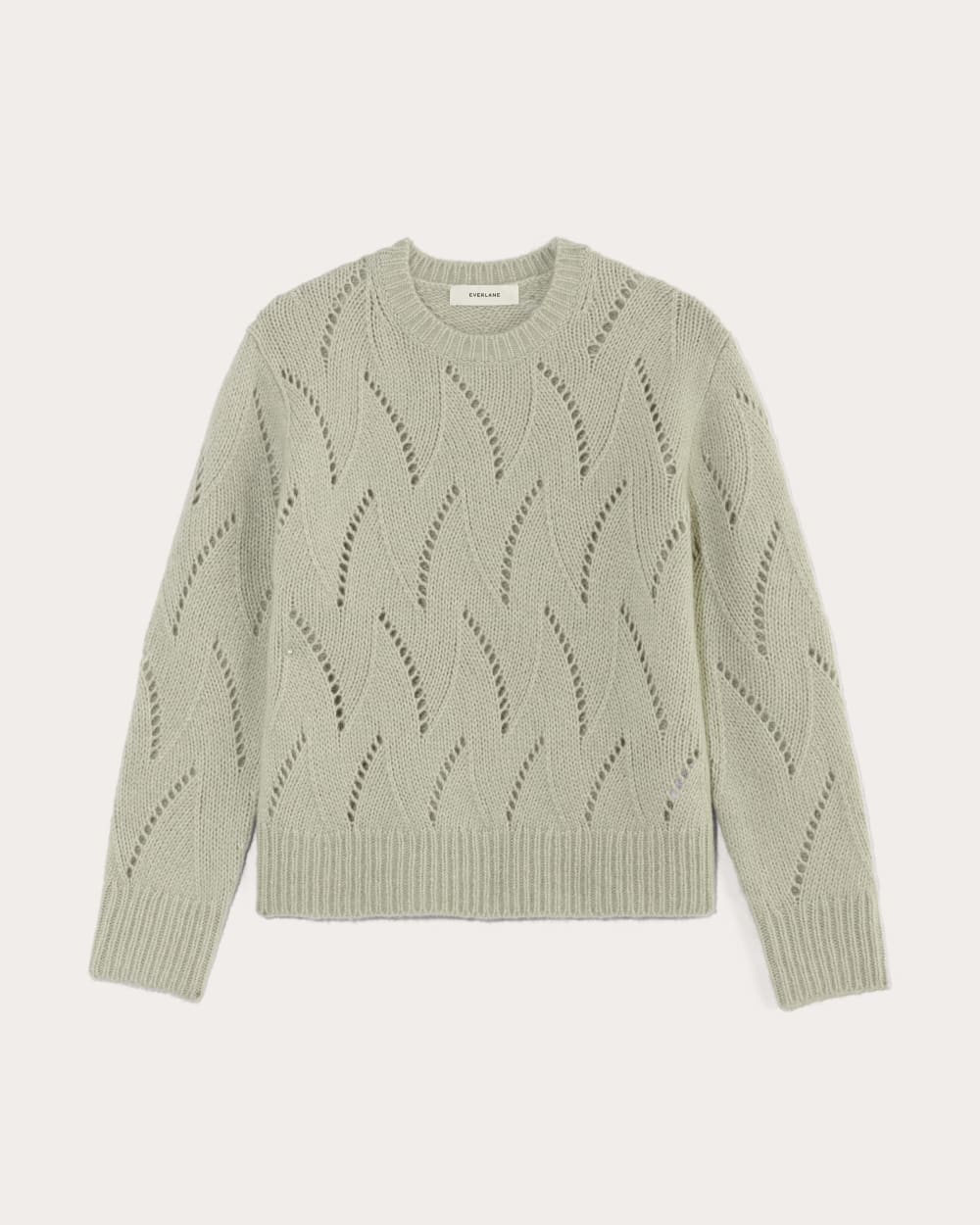 The Pointelle Sweater in Cloud | Seagrass - Image 2
