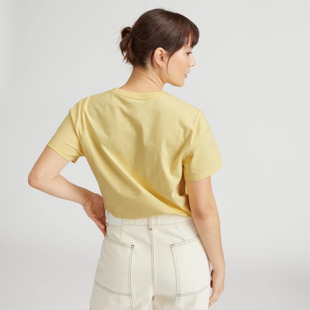 The Box-Cut Tee in Essential Cotton | Pale Yellow | Pocket - Image 3