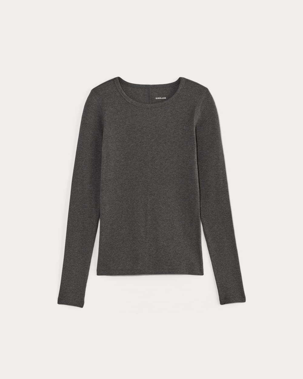 The Luxe Rib Long-Sleeve Crew | Heathered Soot - Image 2