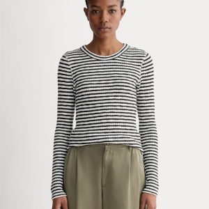 The Cozy Rib Long-Sleeve Tee | Bone / Black