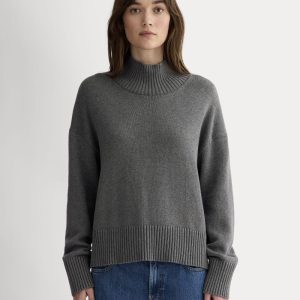 The Boxy Turtleneck in Everyday Cotton | Heathered Charcoal