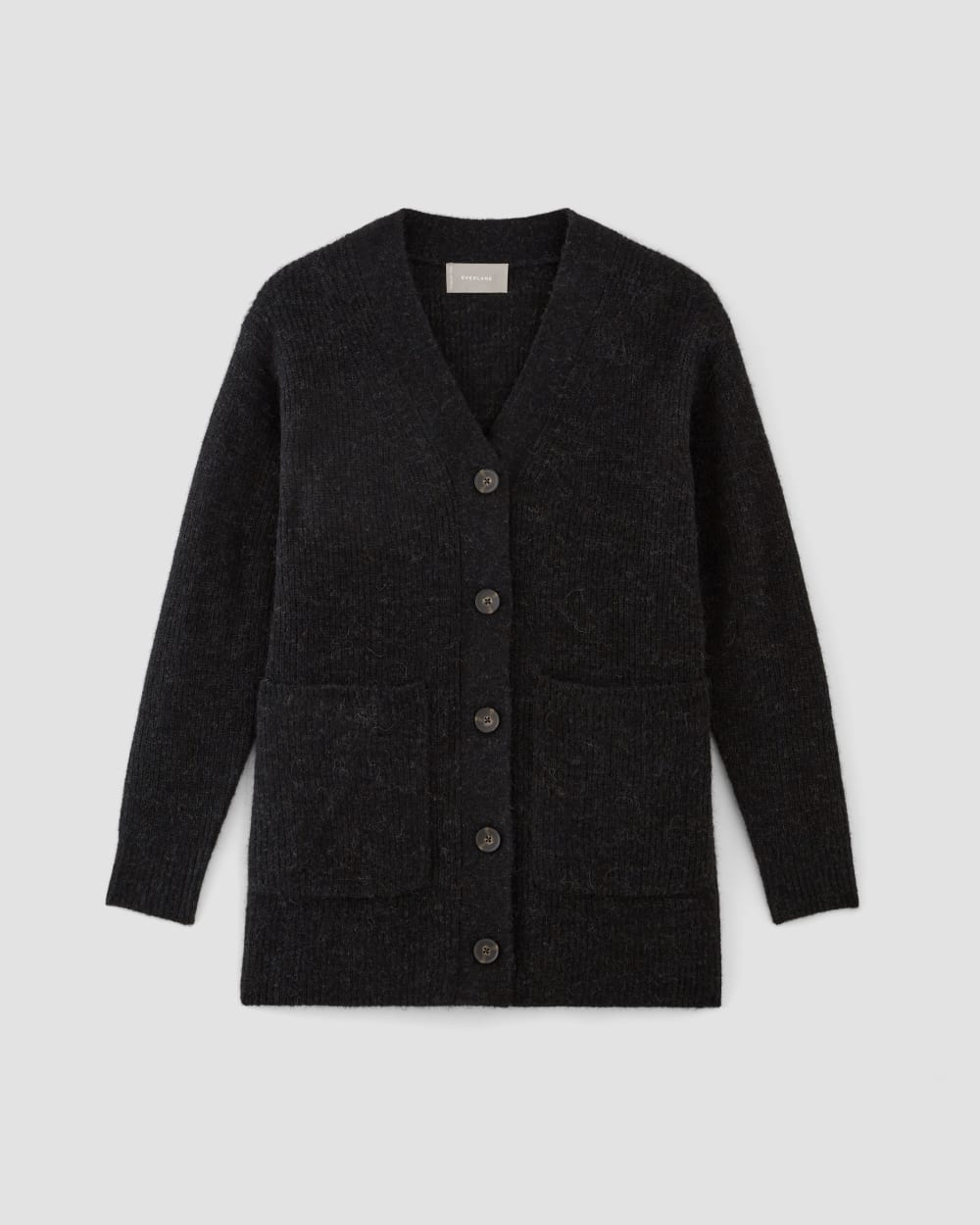 The Oversized Alpaca Pocket Cardigan | Heathered Black - Image 2