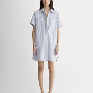 The Oxford Short-Sleeve Shirt Dress | Bone / Mazarine Blue