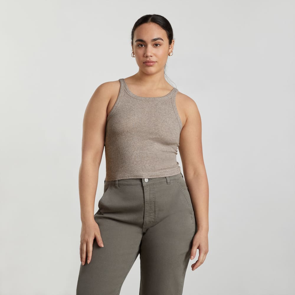 The Pima Micro-Rib Short Tank | Heathered Burnt Sugar - Image 2