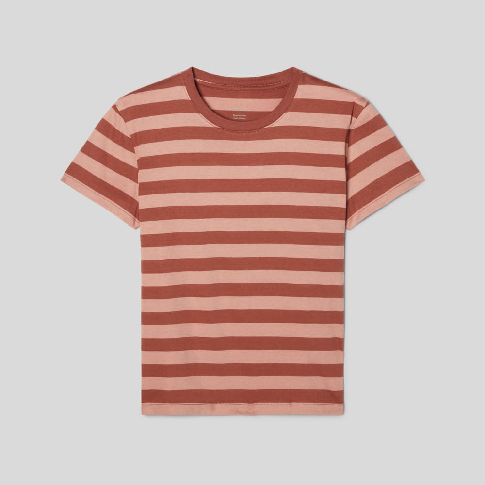 The Box-Cut Tee in Essential Cotton | Redwood Stripe | No Pocket - Image 2