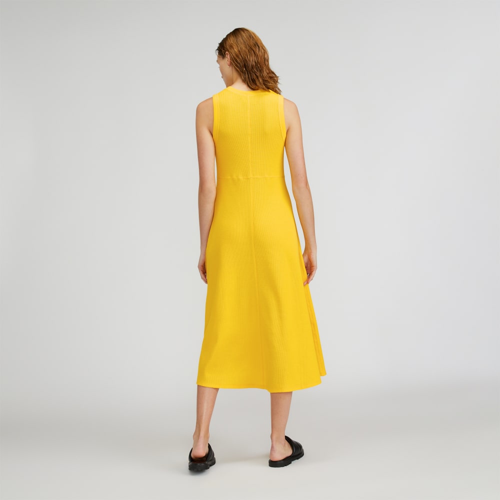 The Organic Cotton Waffle Tank Dress | High Visibility Yellow - Image 3