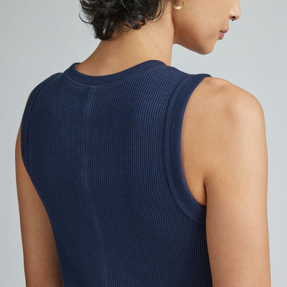 The Organic Cotton Waffle Tank Dress | Navy - Image 11