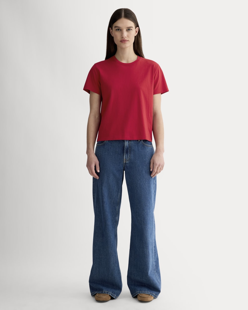 The Box-Cut Tee in Essential Cotton | Berry Red | No Pocket - Image 3