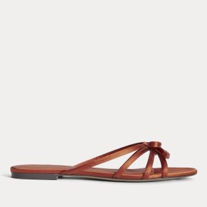 The Bow Sandal | Deep Amber Satin