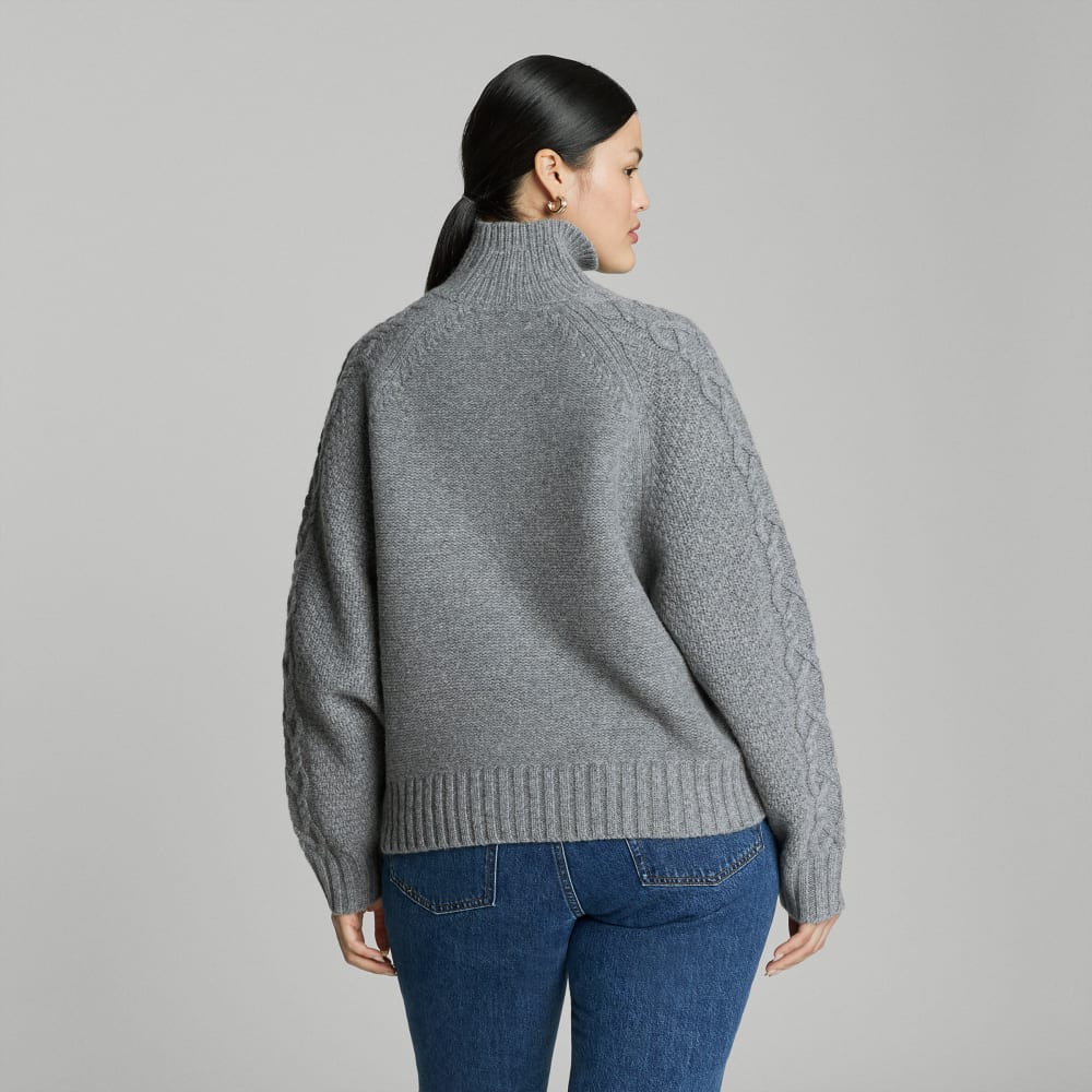 The Felted Merino Cable Sweater | Heathered Mid-Grey - Image 3