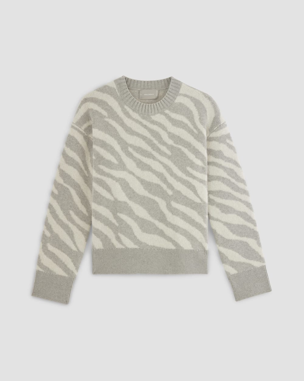 The Alpaca Tiger Jacquard Crewneck | Heathered Grey / Snow - Image 2