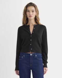Cashmere Cropped Cardigan | Black