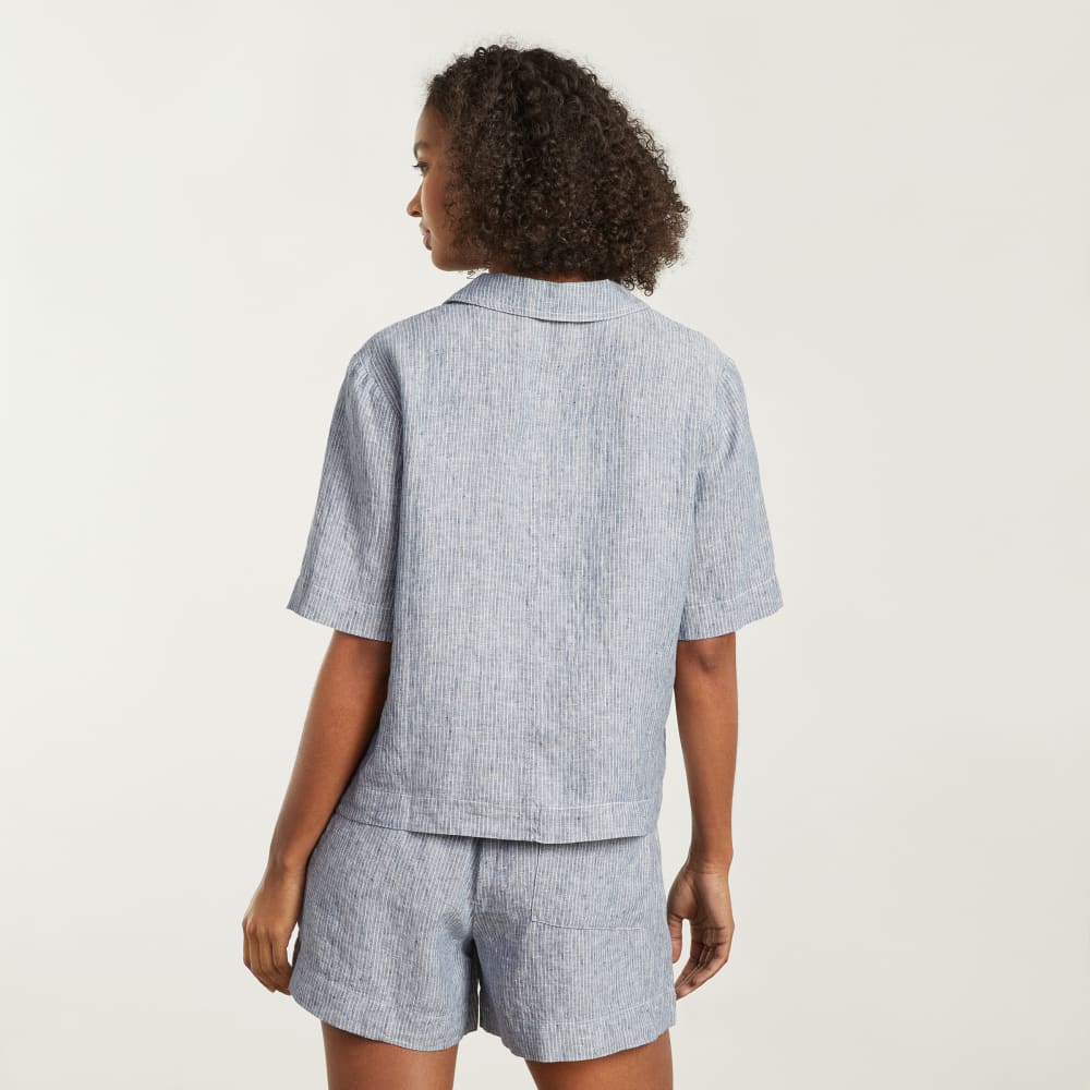 The Linen Workwear Shirt | Blue Pinstripe - Image 5