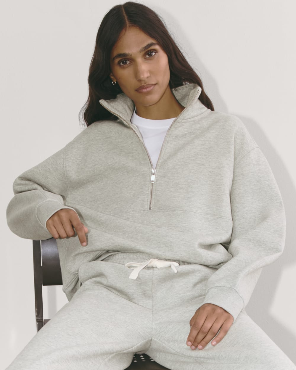 Luxe Fleece Half-Zip Sweatshirt | Heathered Grey - Image 4