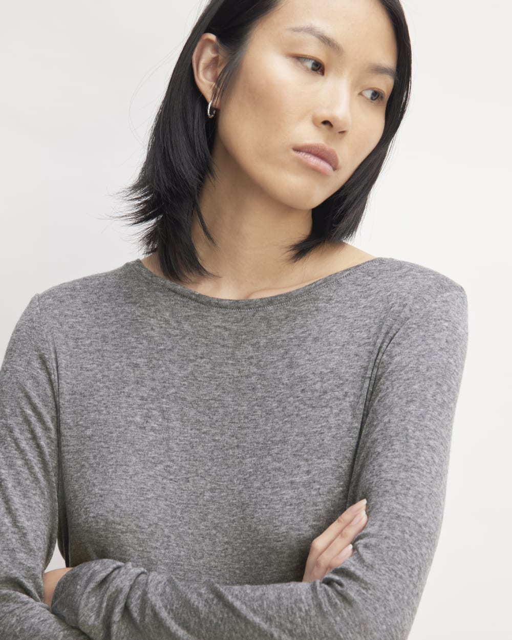The Long-Sleeve Tee in Butterluxe | Heather Charcoal - Image 3