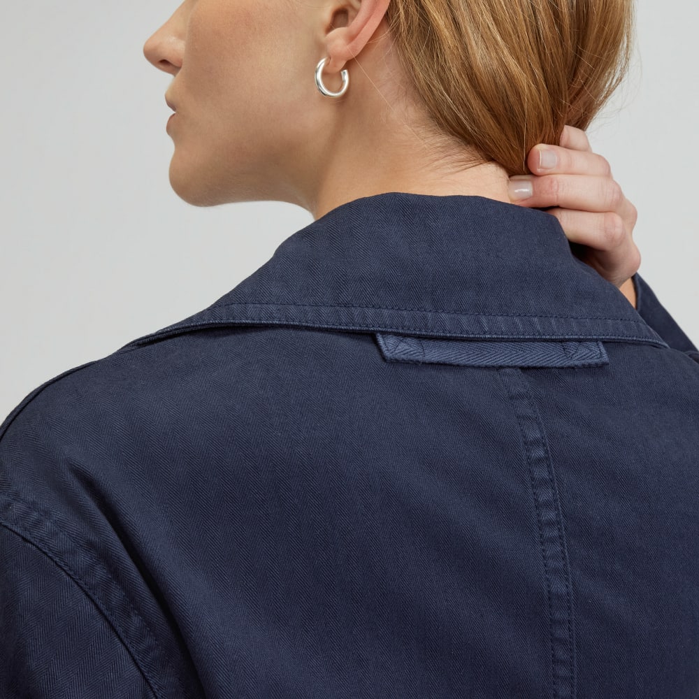 The Organic Cotton Herringbone Jacket | Navy - Image 5