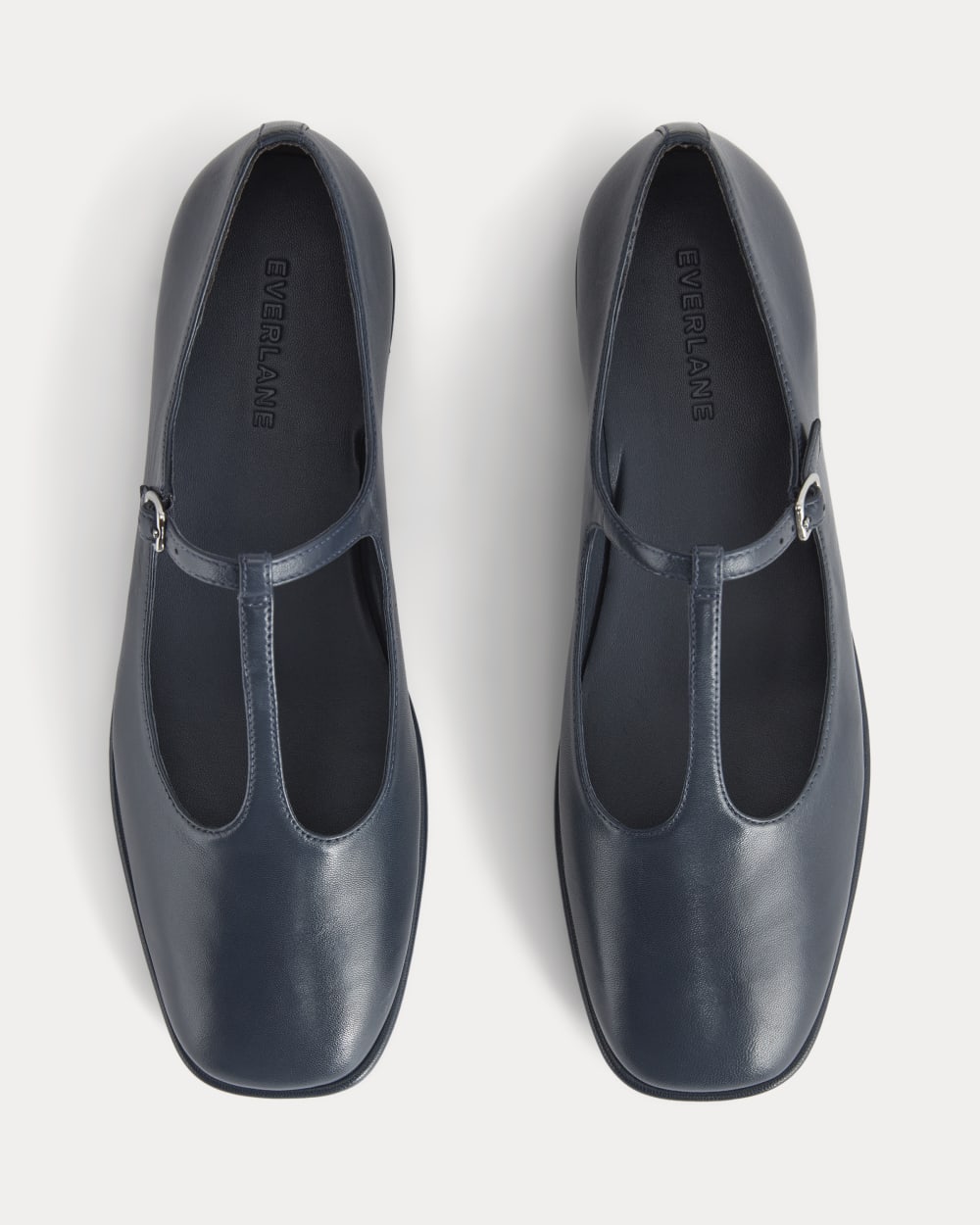 The Leather T-Strap Flat | Navy - Image 4