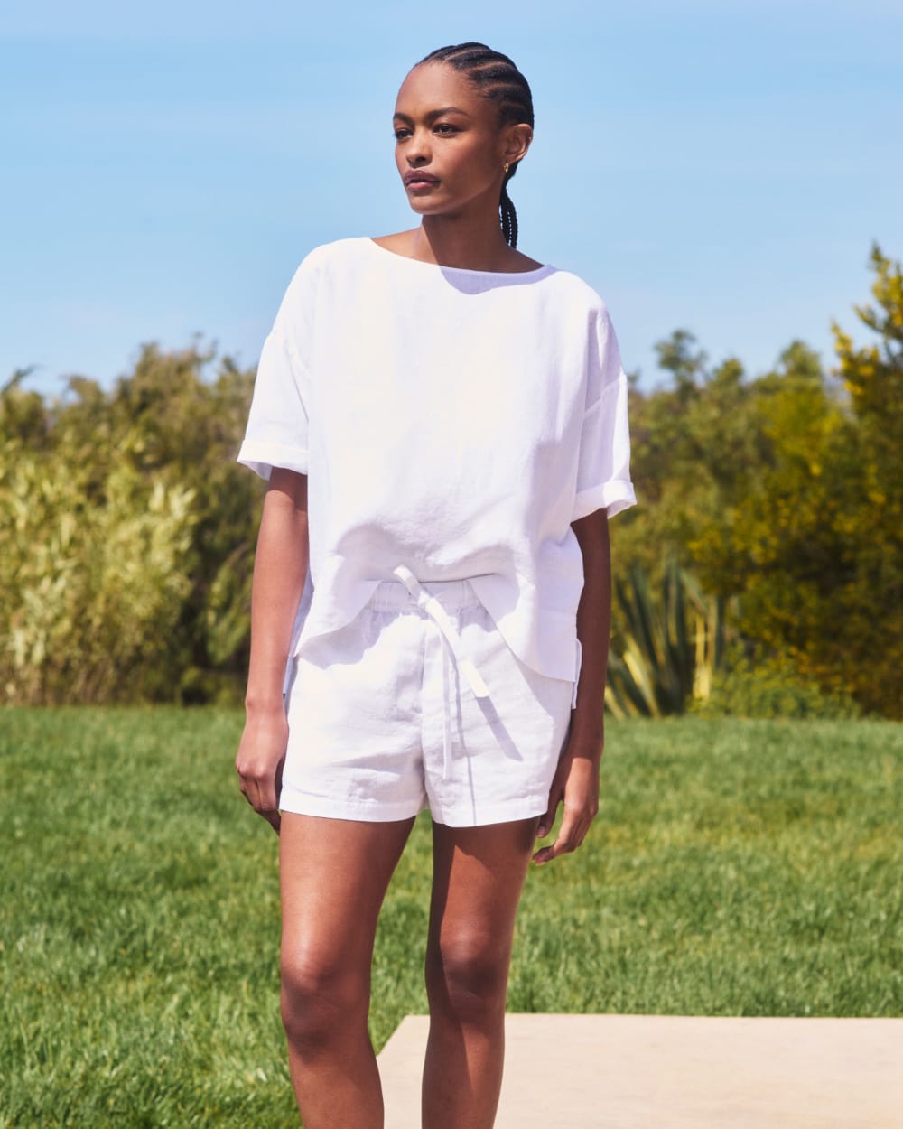 The Drawstring Boxer Short in Linen | White - Image 7