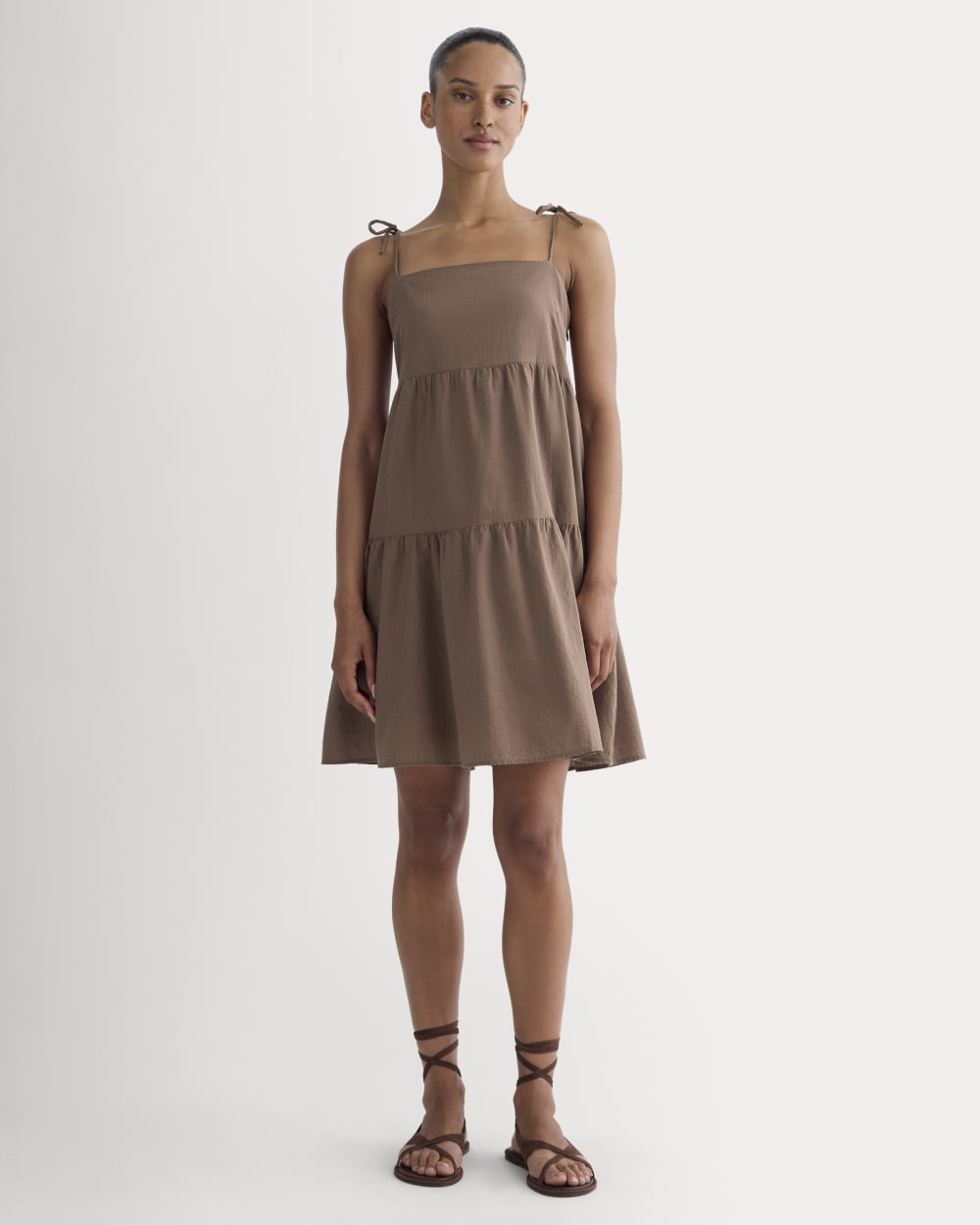 The Gauze Mini Tiered Dress | Mocha