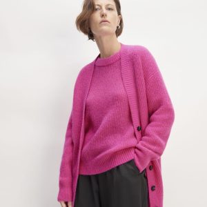 The Alpaca Oversized Cardigan | Fuchsia Pink