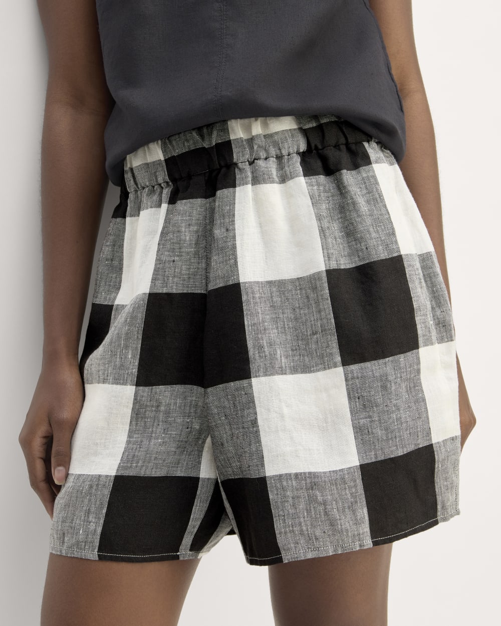 The Linen Easy Short | Bone / Black Check - Image 4