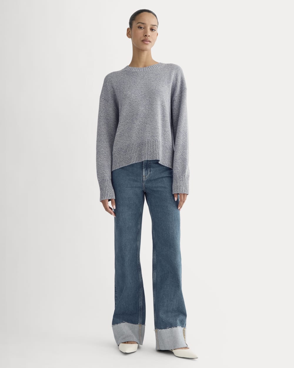 The Boxy Sweater in Everyday Cotton | Blue Indigo/Canvas Twist - Image 3
