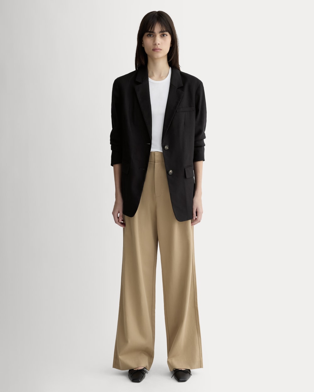 The Oversized Blazer in Stretch Linen | Black - Image 3