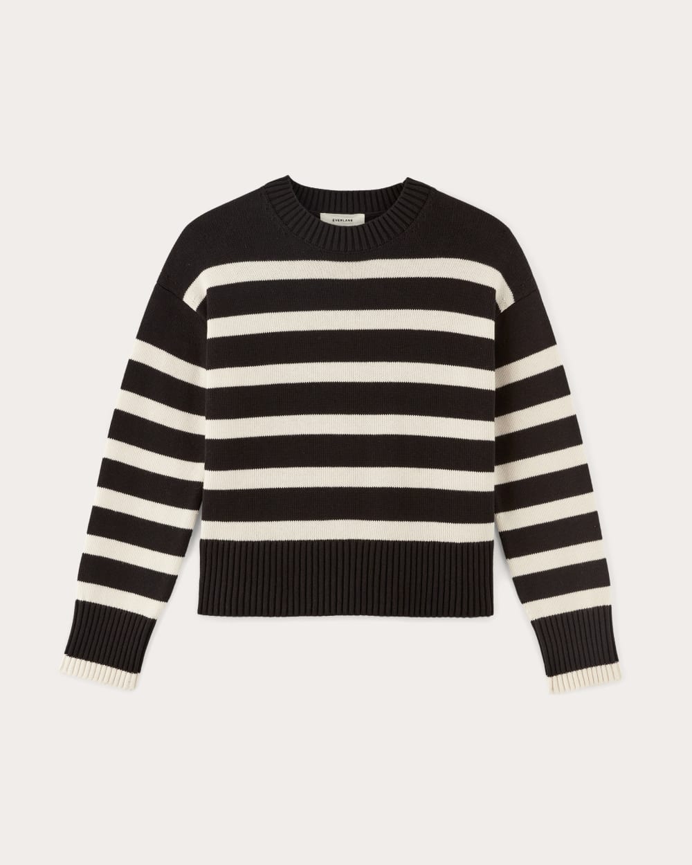 The Boxy Sweater in Everyday Cotton | Black / Canvas - Image 2