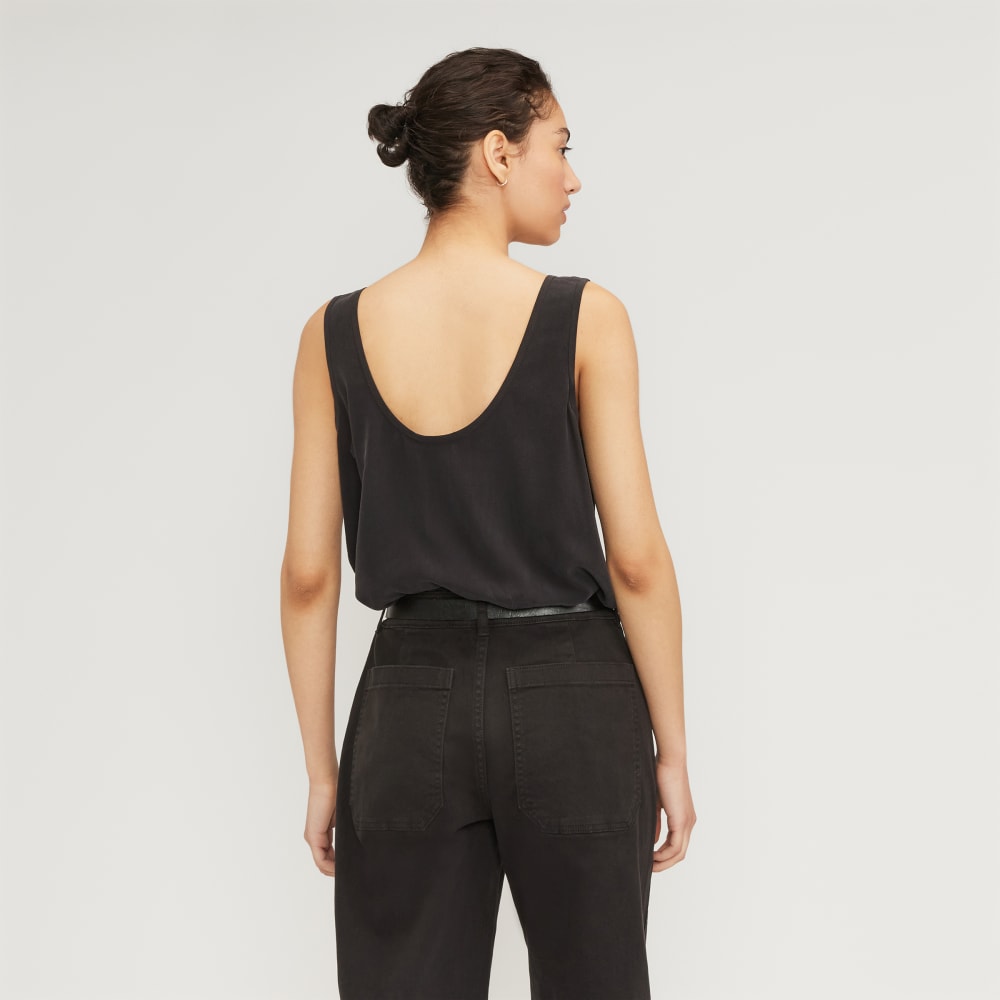 The Scoop Tank in Washable Silk | Black - Image 3