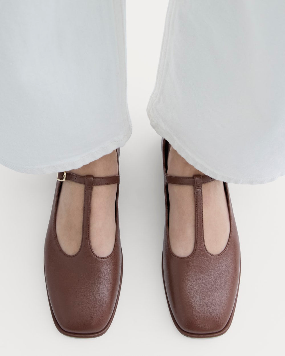 The Leather T-Strap Flat | Rum - Image 5