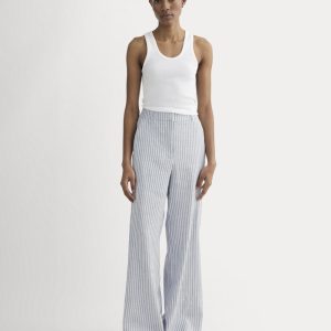 The Wide-Leg Pant in Stretch Linen | Bluebell / Bone