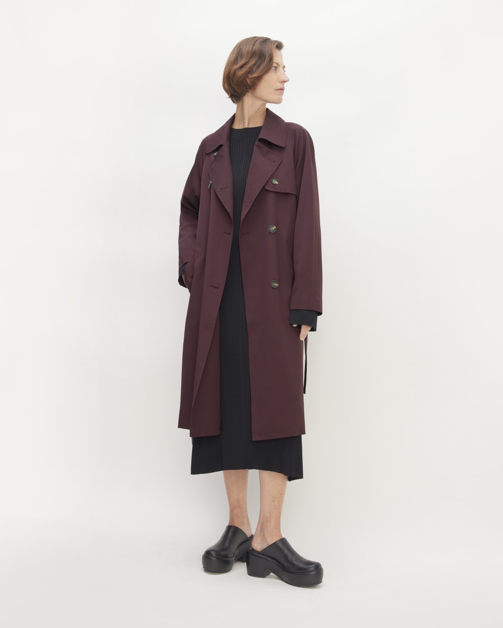 The Italian Wool Modern Trench | Burgundy
