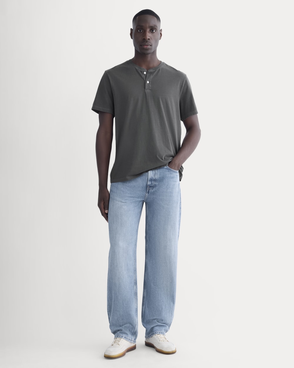 The Essential Organic Garment-Dyed Henley | Black - Image 3