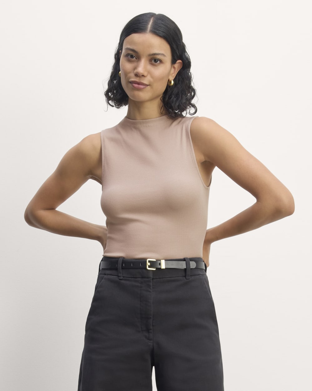 The Luxe Rib Funnel-Neck Tank | Dusty Rose