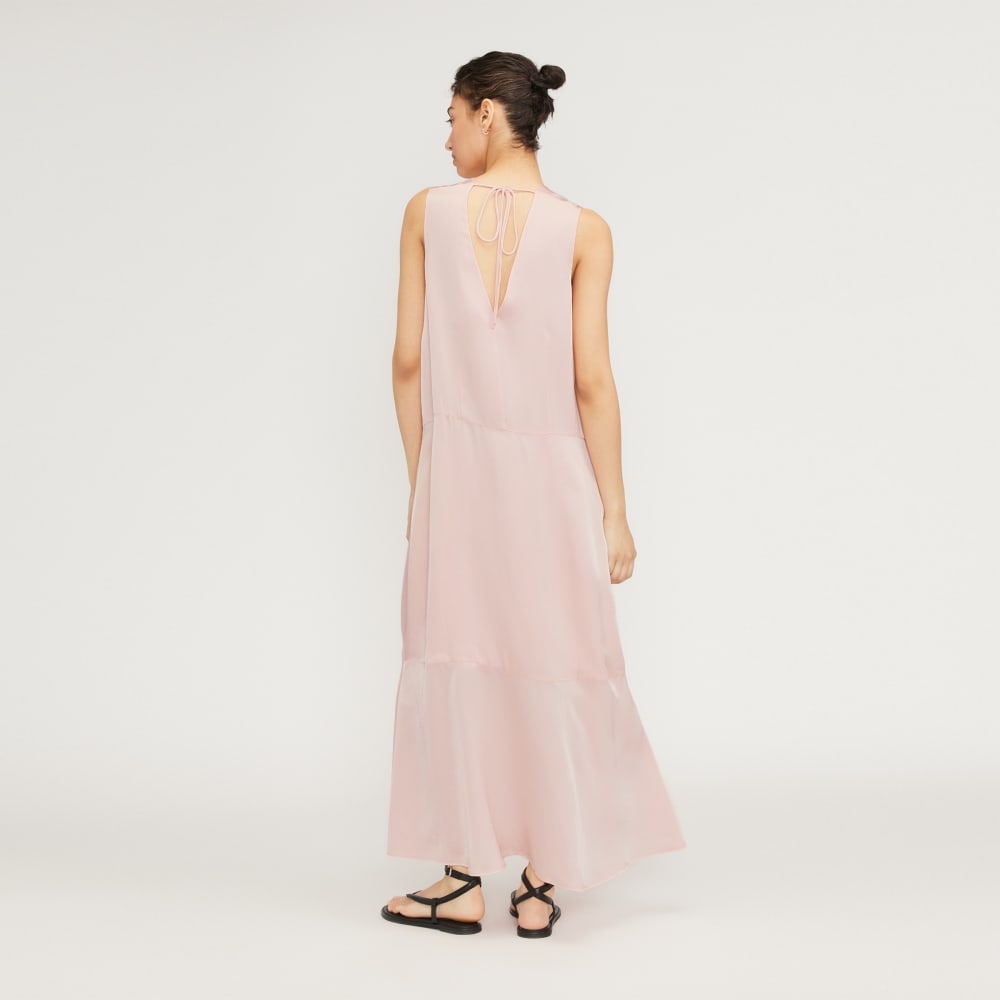 The Satin V-Neck Maxi Dress | Petal Pink - Image 3