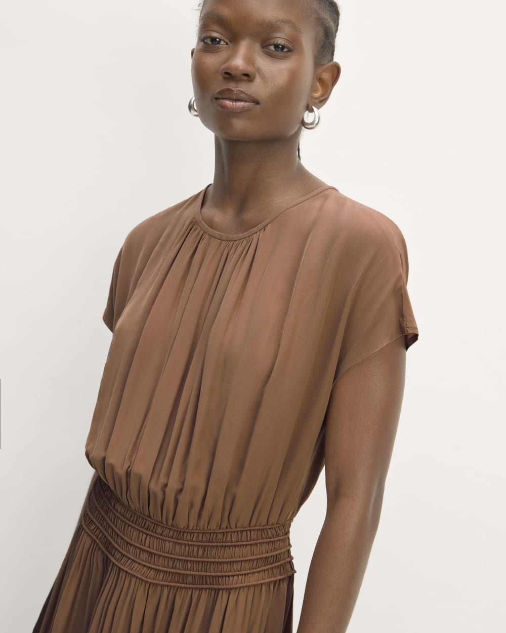 The Gathered Midi Dress | Carob Brown - Image 4