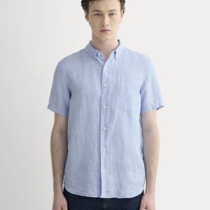 The Classic Short-Sleeve Shirt in Linen | Light Blue