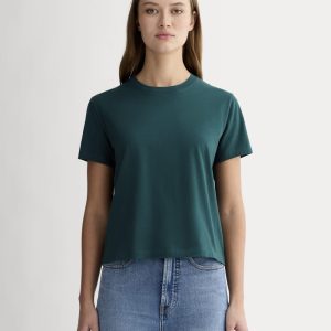 The Box-Cut Tee in Essential Cotton | Dark Sea | No Pocket