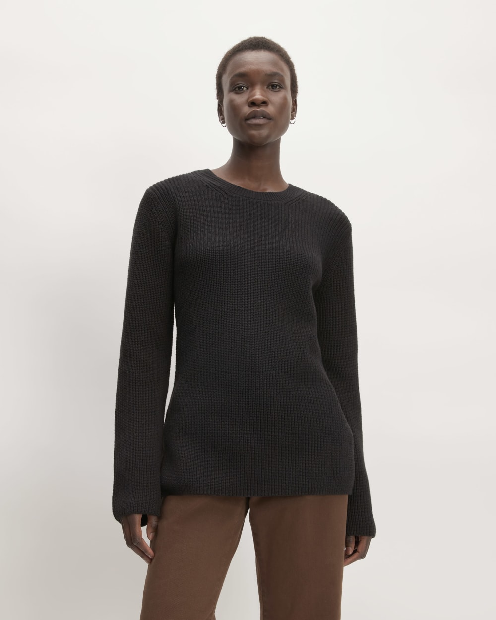 The Organic Cotton Slim Crew Sweater | Black