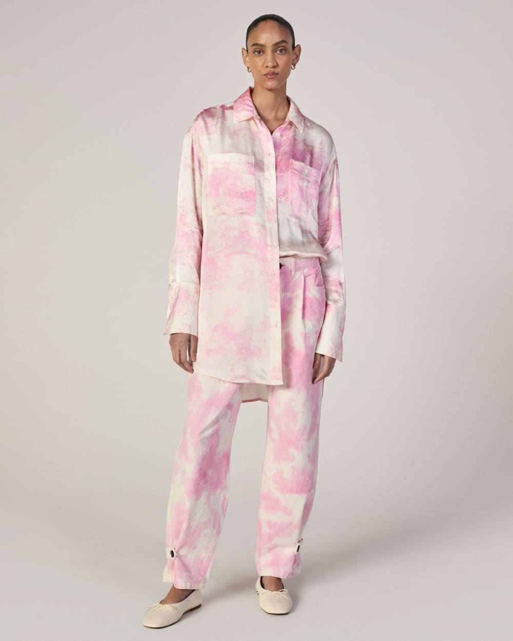 The Everlane x Marques' Almeida Canvas Oversized Barrel Pant | Pink Tie-Dye