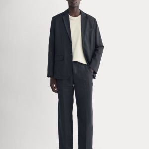 The Linen Pleated Trouser | Navy