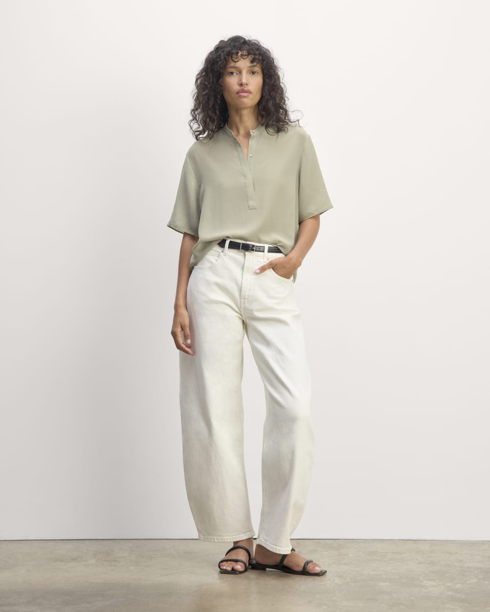 The Popover Top in Washable Silk | Seagrass - Image 3