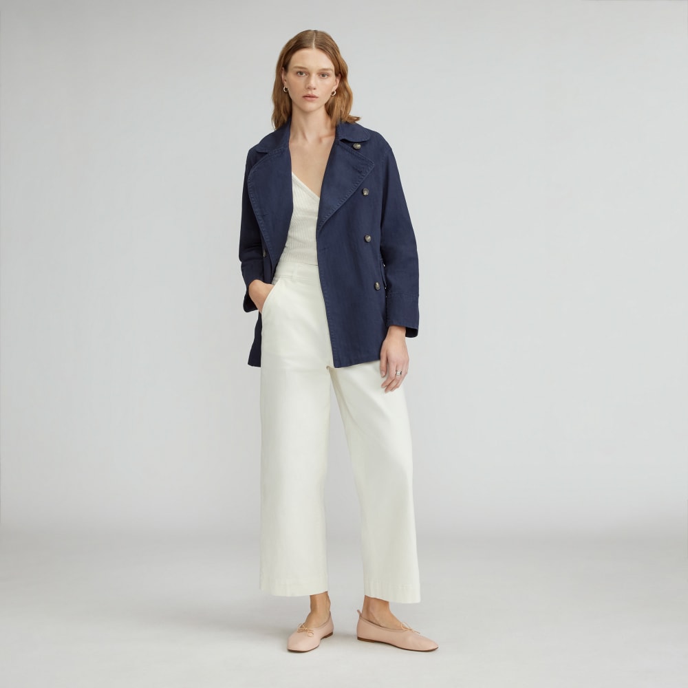 The Organic Cotton Herringbone Jacket | Navy - Image 7