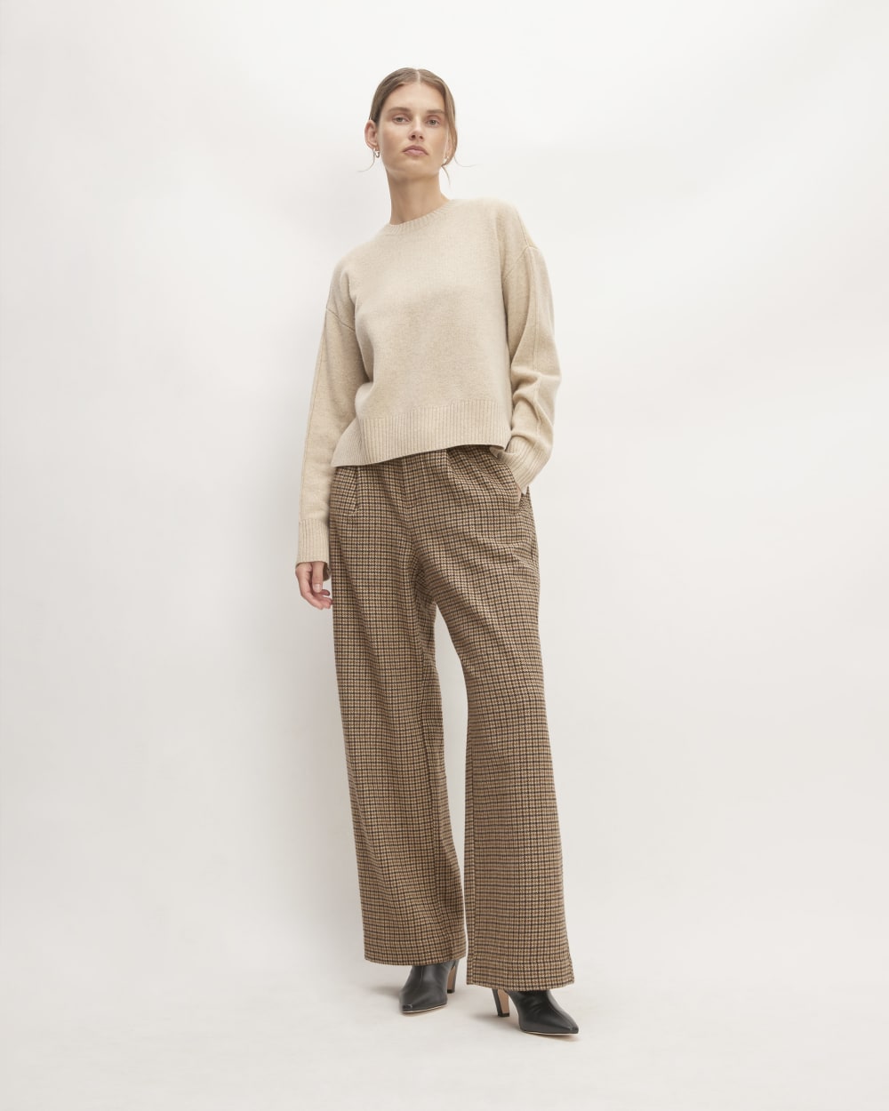 The ReWool® Way-High Drape Pant | Camel Houndstooth