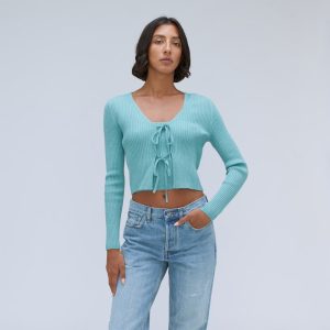 The Cotton-Merino Front-Tie Top | Deep Turquoise