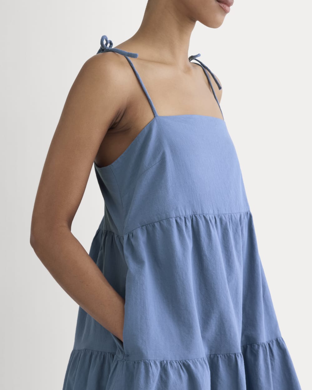 The Gauze Mini Tiered Dress | Soft Cobalt - Image 3